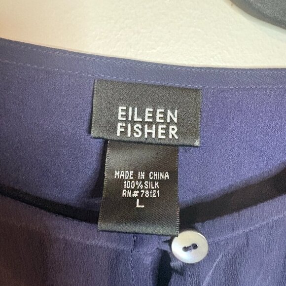 Eileen Fisher navy blue button cardigan top - Picture 3 of 4